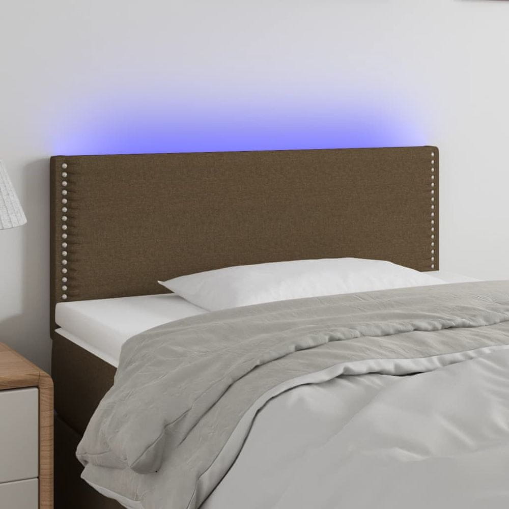 Vidaxl Čelo postele s LED tmavohendé 100x5x78/88 cm látka